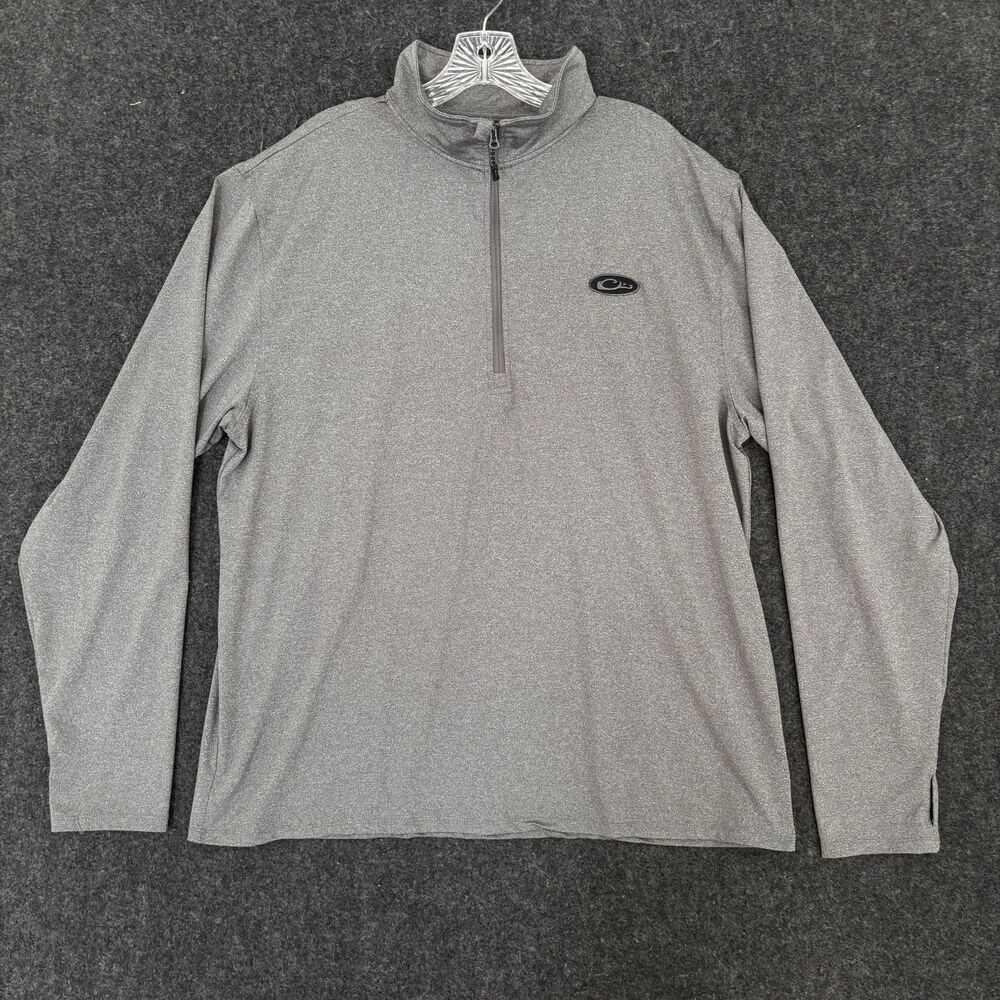 Drake Microlite Performance Pullover Men's XL Gray 1/2 Zip Thumbholes Sweater